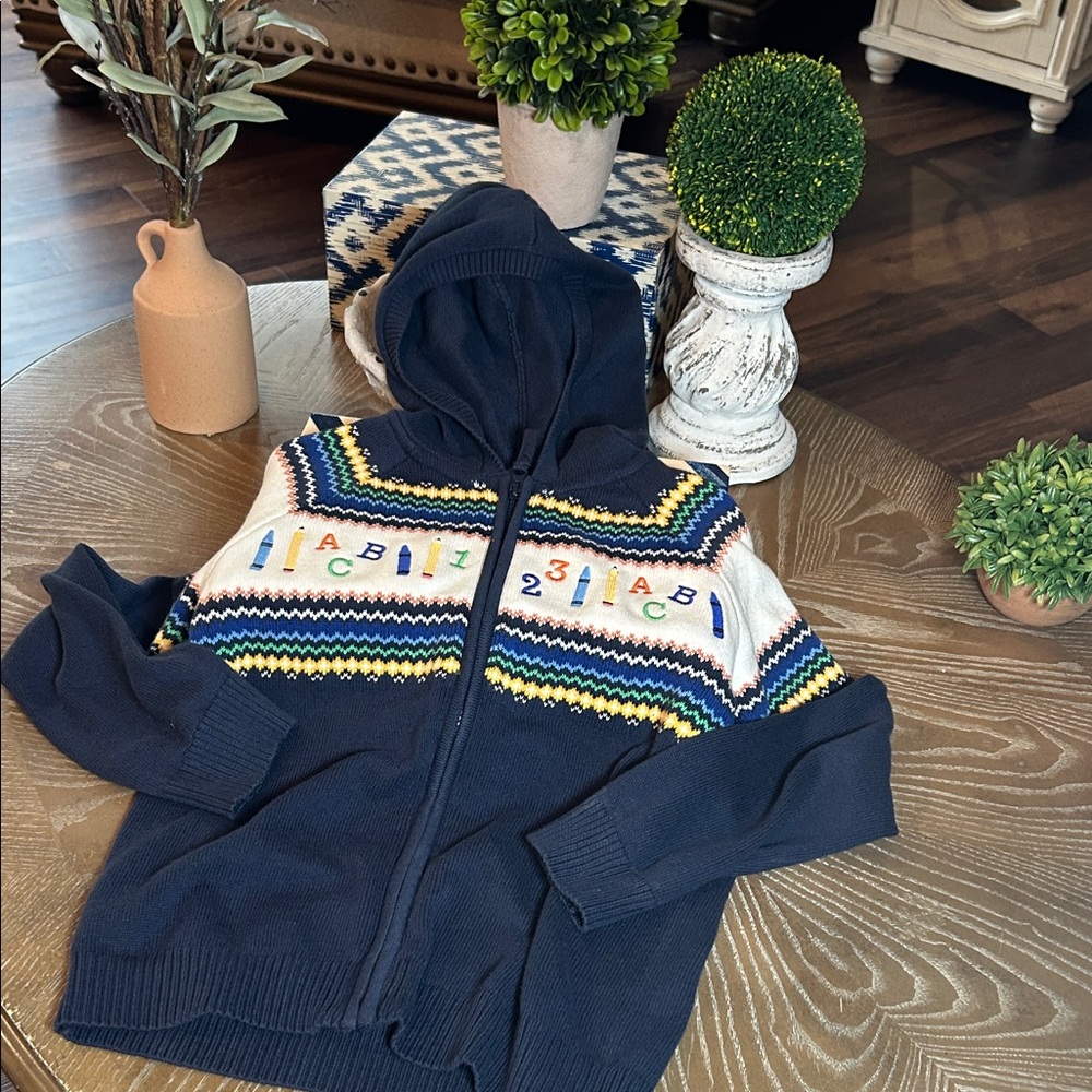 Gymboree Abcβs 123βs Back to School Sweater Cardigan Hooded Jacket Unisex 8